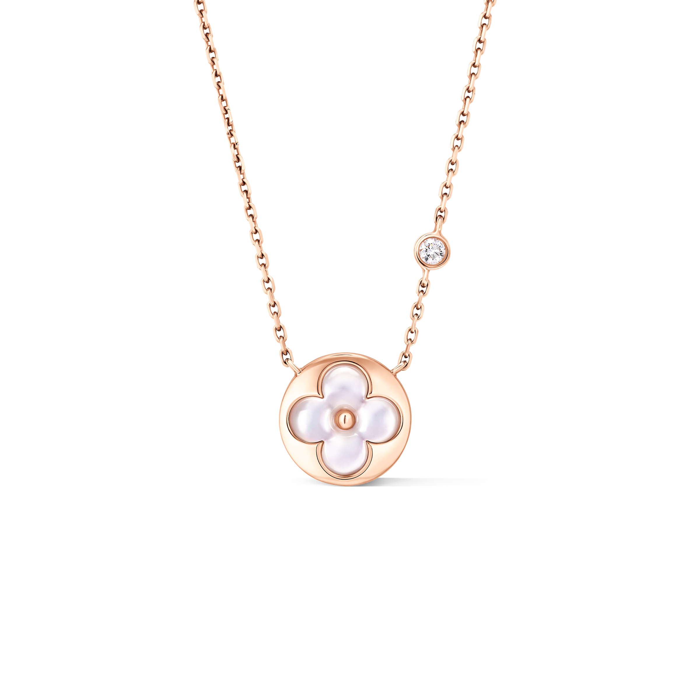 LOUIS VUITTON COLOR BLOSSOM BB SUN PENDANT, PINK GOLD, WHITE MOTHER-OF-PEARL AND DIAMOND Q03788